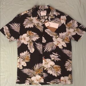 Floral Navy Blue Hawaiian Shirt